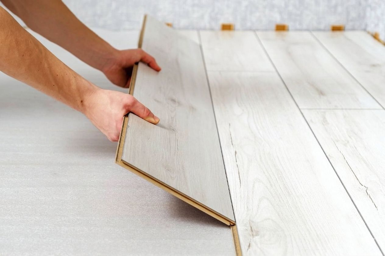 Laminate flooring installation in a Houston home by J&L Luxury Flooring Houston