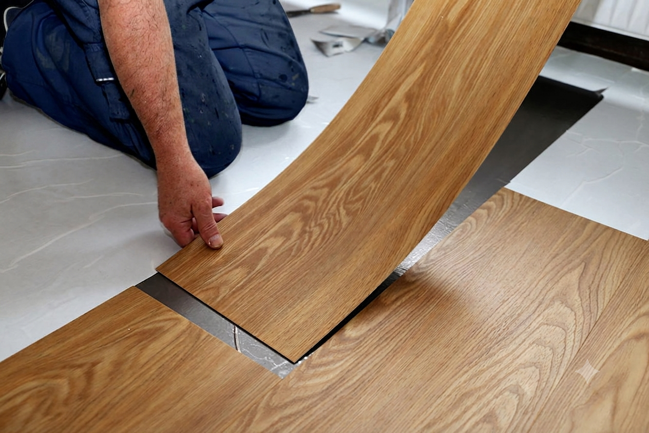 Luxury vinyl plank flooring in a modern Houston home open floor plan